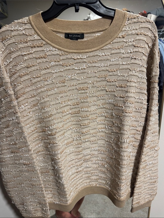 St. John Sweaters - St. John Textured Knit Sweater Beige Ivory Long Sleeve